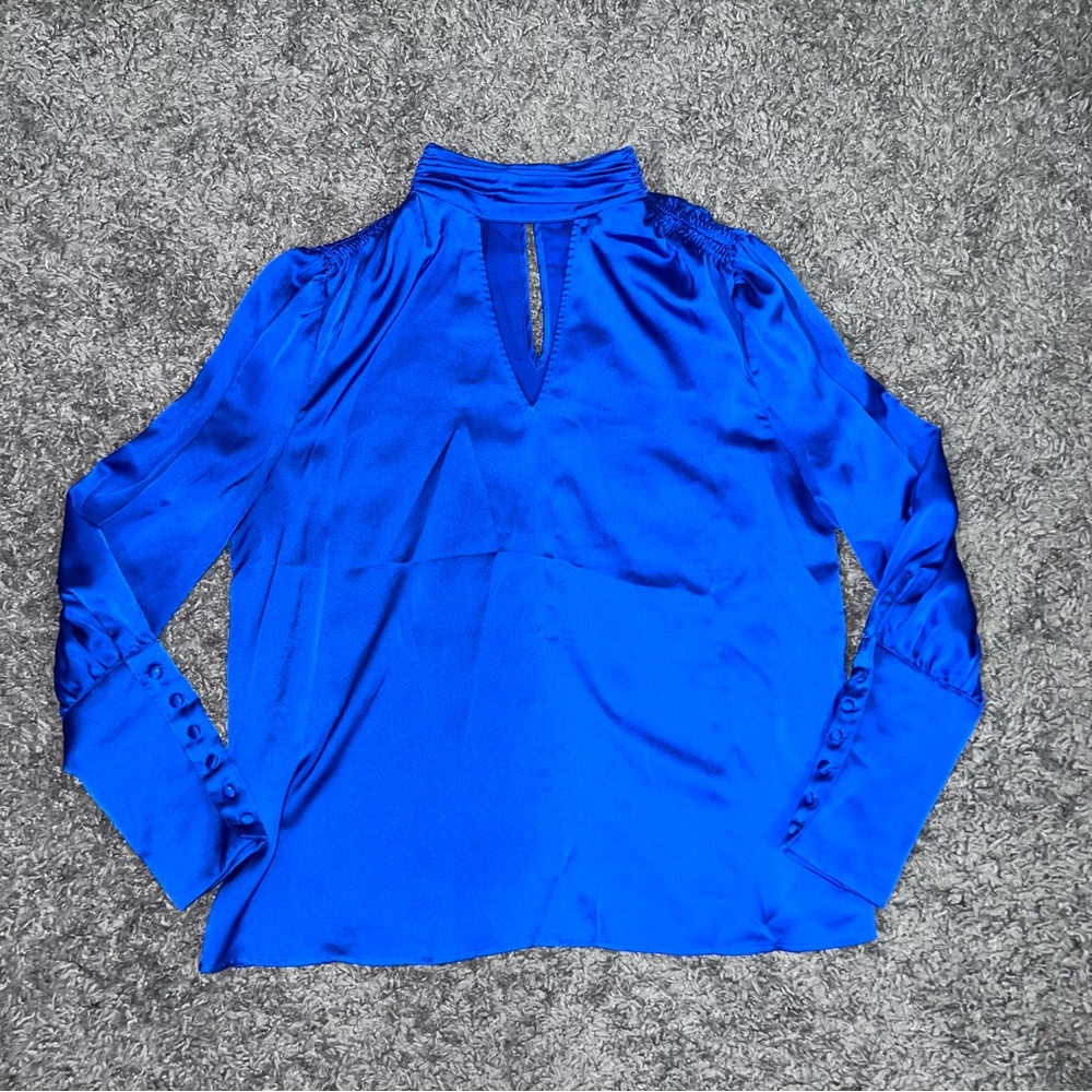 Women’s Guess Blue Wrap Long Sleeve Blouse Size S